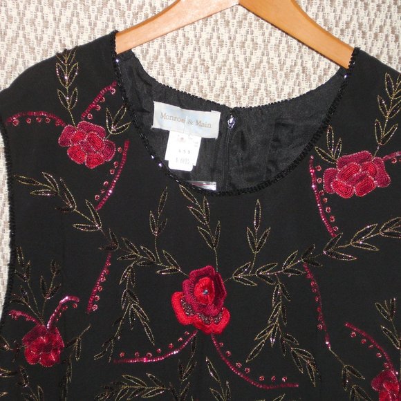 Embroidered Floral Beaded Sleeveless Blouse Evening Holiday size 24W New - Picture 10 of 13